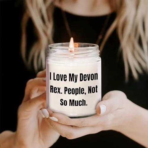 Devon Rex Cat Lover's 9oz Vanilla Soy Candle, Funny Quote Gifts from Men to Women Friends Family on Valentine's, Unique Devon Rex Cat Gifts