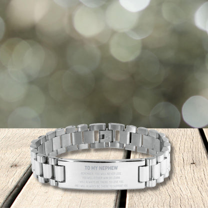 Nephew Gifts, To My Nephew Remember, you will never lose. You will either WIN or LEARN, Keepsake Ladder Stainless Steel Bracelet For Nephew Engraved, Birthday Christmas Gifts Ideas For Nephew X-mas Gifts - Mallard Moon Gift Shop