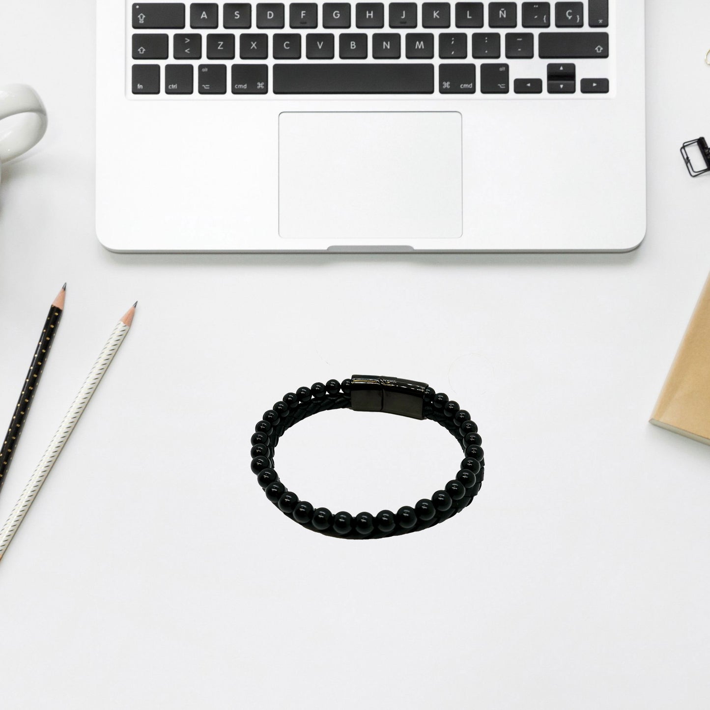 Drafter Bracelet – Genuine Stone & Leather Braided Bracelet with Appreciation Message in Gift Box - Mallard Moon Gift Shop
