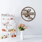 Mr and Mrs Circle Custom Name Steel Wall Sign