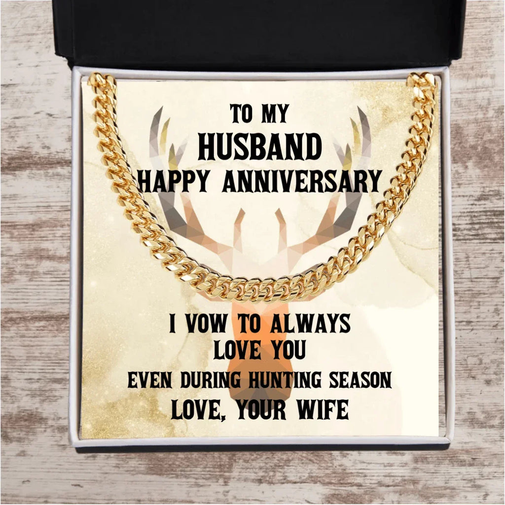 Hunting Season Love: Sarcastic Cuban Necklace Anniversary Gift for Hunter Husband