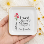 Personalized Birth Flower Jewelry Dish, Custom Name Ring Dish, Loved Beyond Measure Keepsake, Birthday Gift for Daughter, Granddaughter