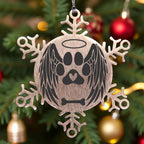 Personalized Pet Name Angel Remembrance Laser Engraved Stainless Steel Snowflake Tree Ornament