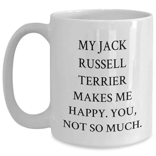 Funny Jack Russell Terrier Dog Lover Gifts from Christmas - My Jack Russell Terrier Makes Me Happy You Not So Much Design for 11oz or 15oz White Ceramic Coffee Mug, Unique Gifts for Christmas