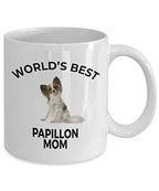 Spring Pet Products Papillon Dog Lover Gift World's Best Mom Birthday Mother's Day Present White Ceramic Coffee Mug
