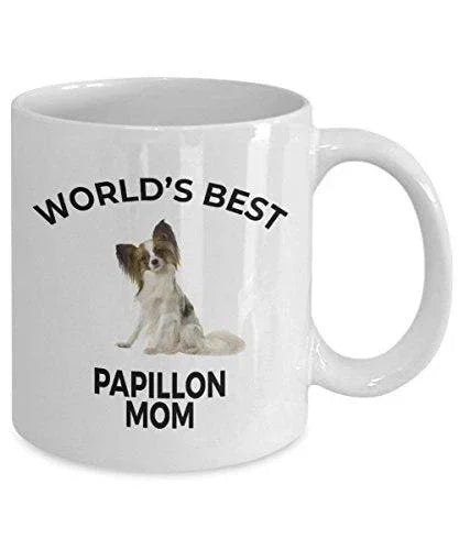 Spring Pet Products Papillon Dog Lover Gift World's Best Mom Birthday Mother's Day Present White Ceramic Coffee Mug