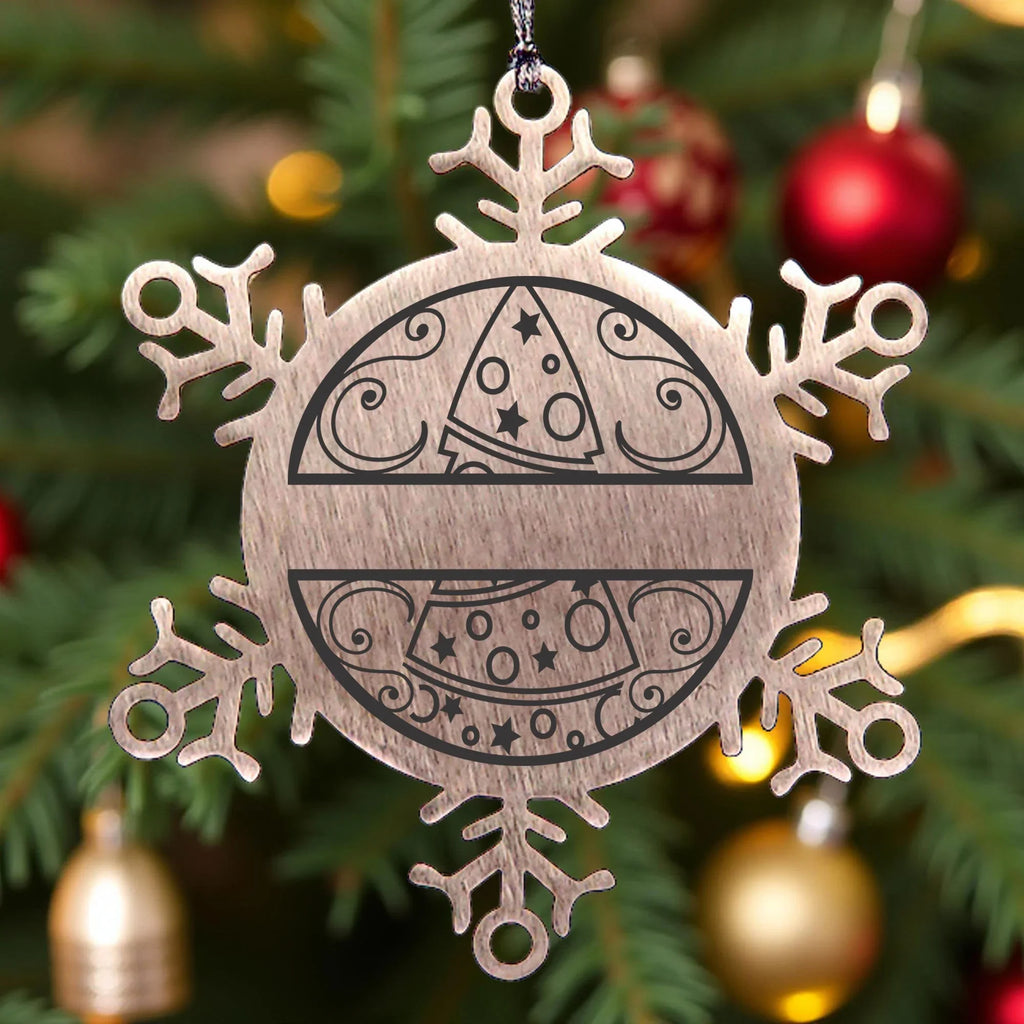 Personalized Family Name Laser Engraved Stainless Steel Snowflake Tree Keepsake Ornament
