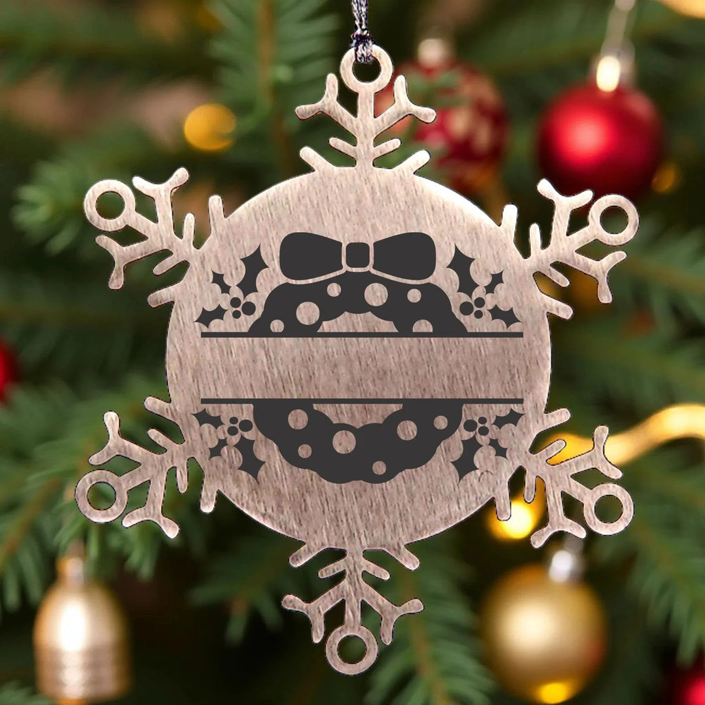 Personalized Christmas Wreath Laser Engraved Snowflake Stainless Steel Tree Ornament