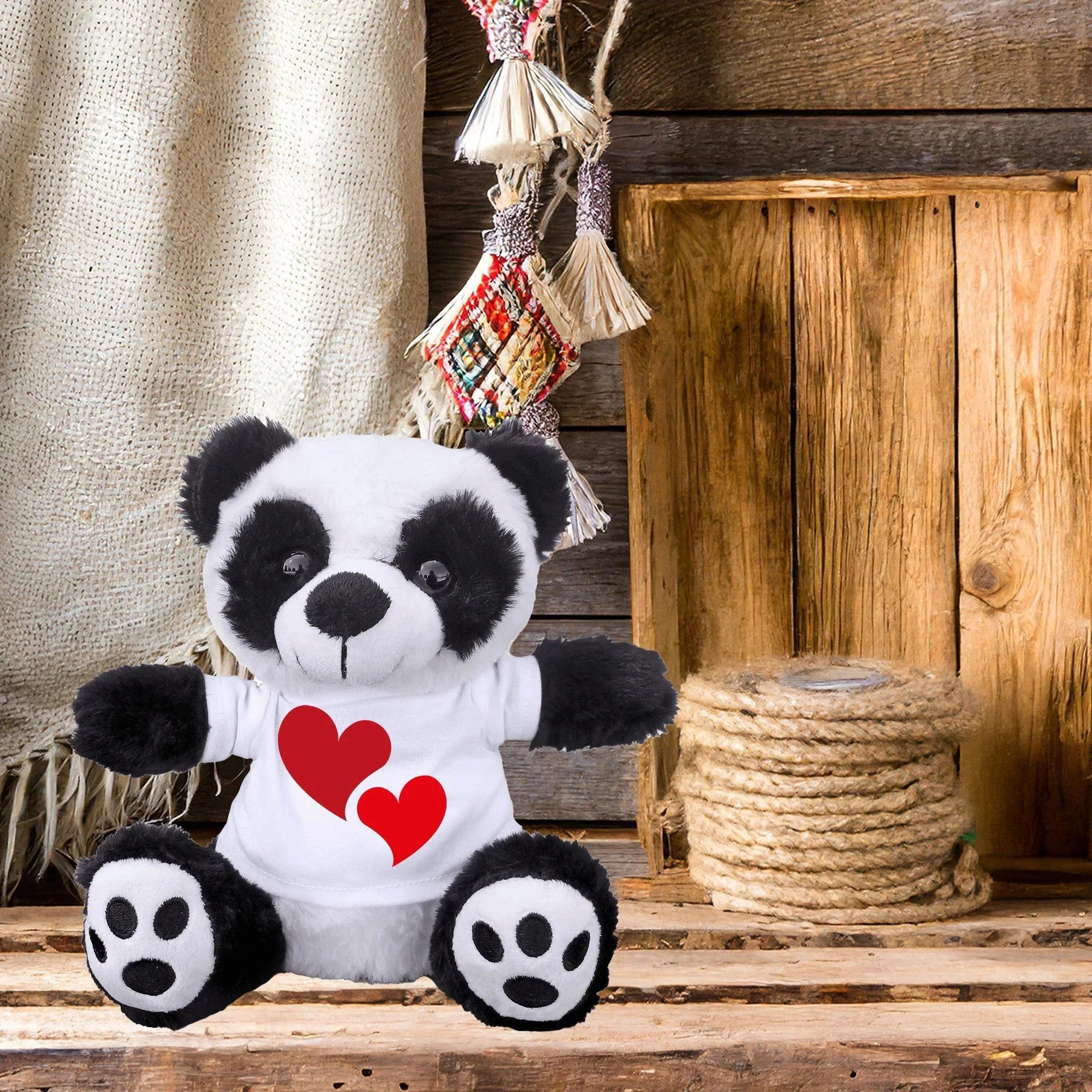Hearts of Love - Plush Lamb, Panda, or Teddy Bear with Tee Shirt Romantic Gift for Sweetheart