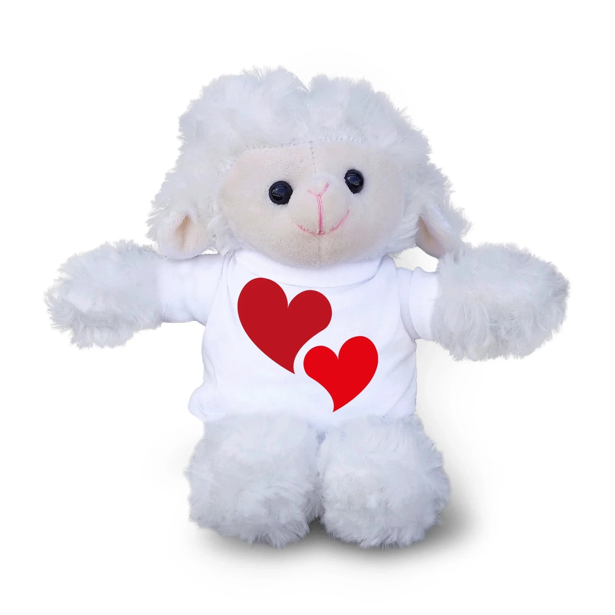 Hearts of Love - Plush Lamb, Panda, or Teddy Bear with Tee Shirt Romantic Gift for Sweetheart