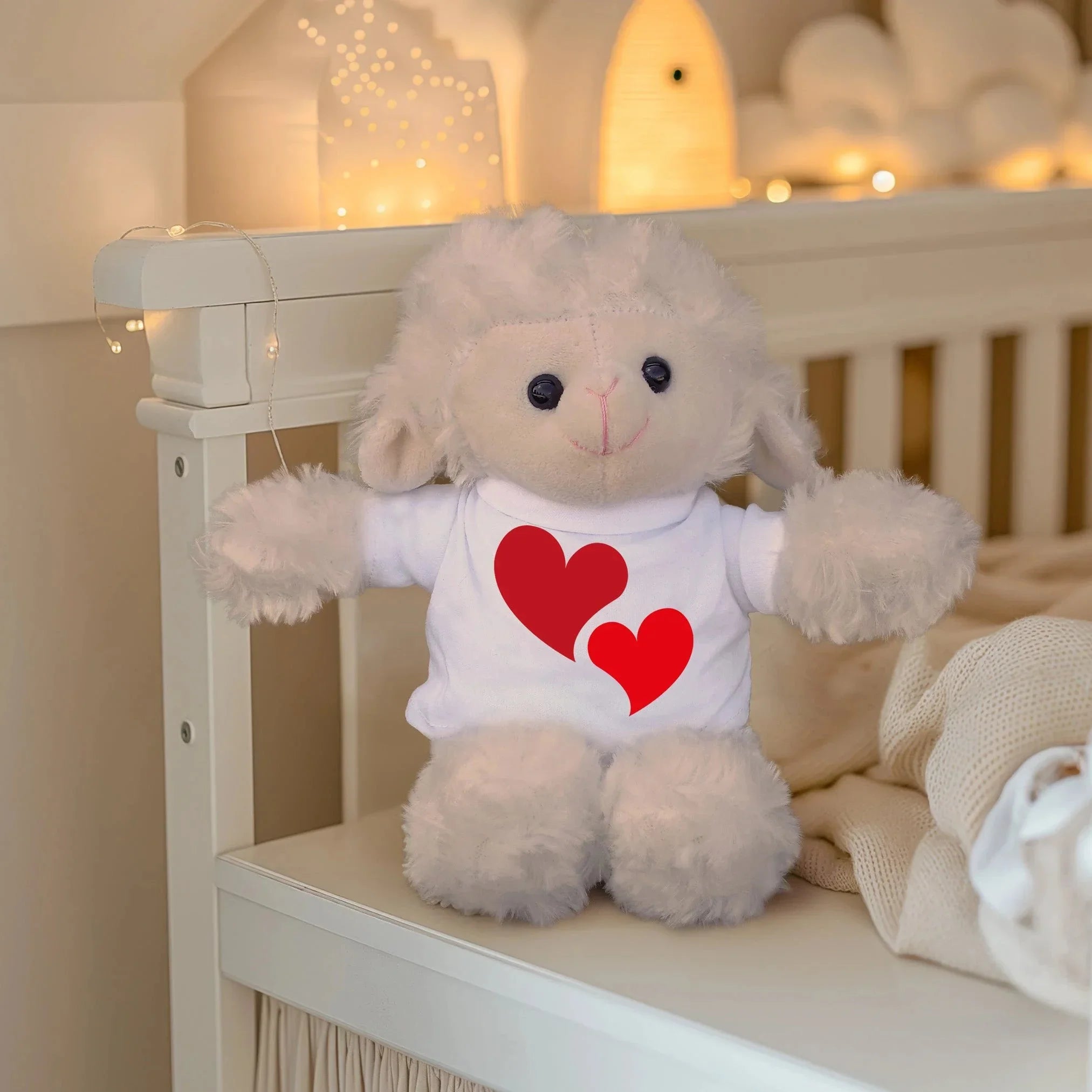 Hearts of Love - Plush Lamb, Panda, or Teddy Bear with Tee Shirt Romantic Gift for Sweetheart