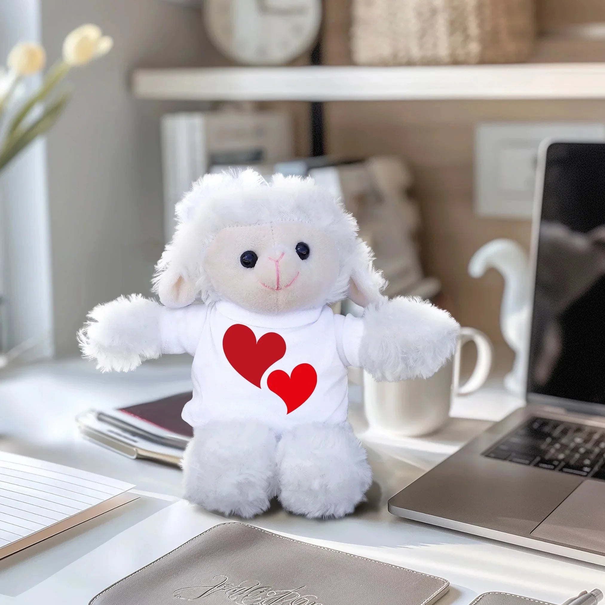 Hearts of Love - Plush Lamb, Panda, or Teddy Bear with Tee Shirt Romantic Gift for Sweetheart