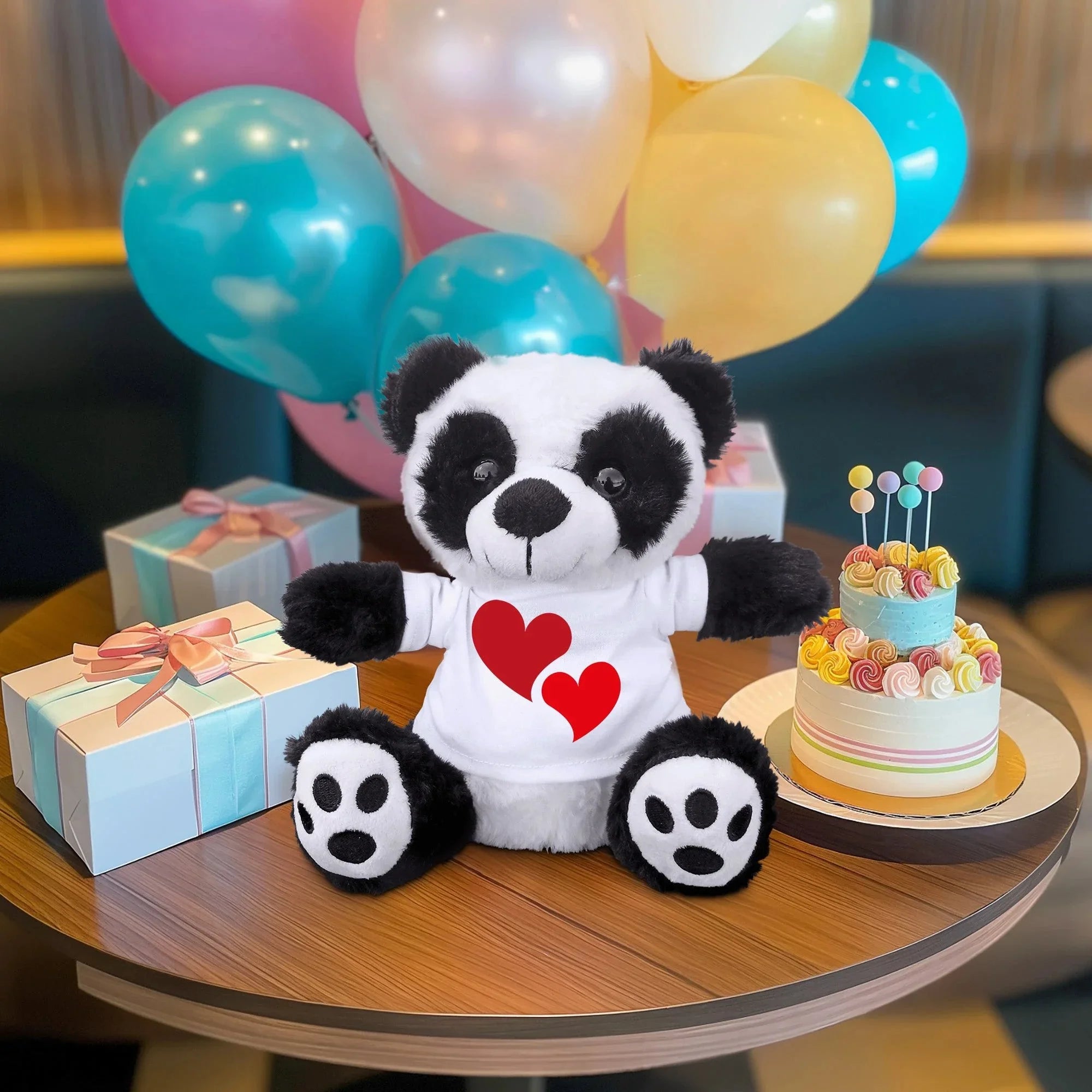 Hearts of Love - Plush Lamb, Panda, or Teddy Bear with Tee Shirt Romantic Gift for Sweetheart