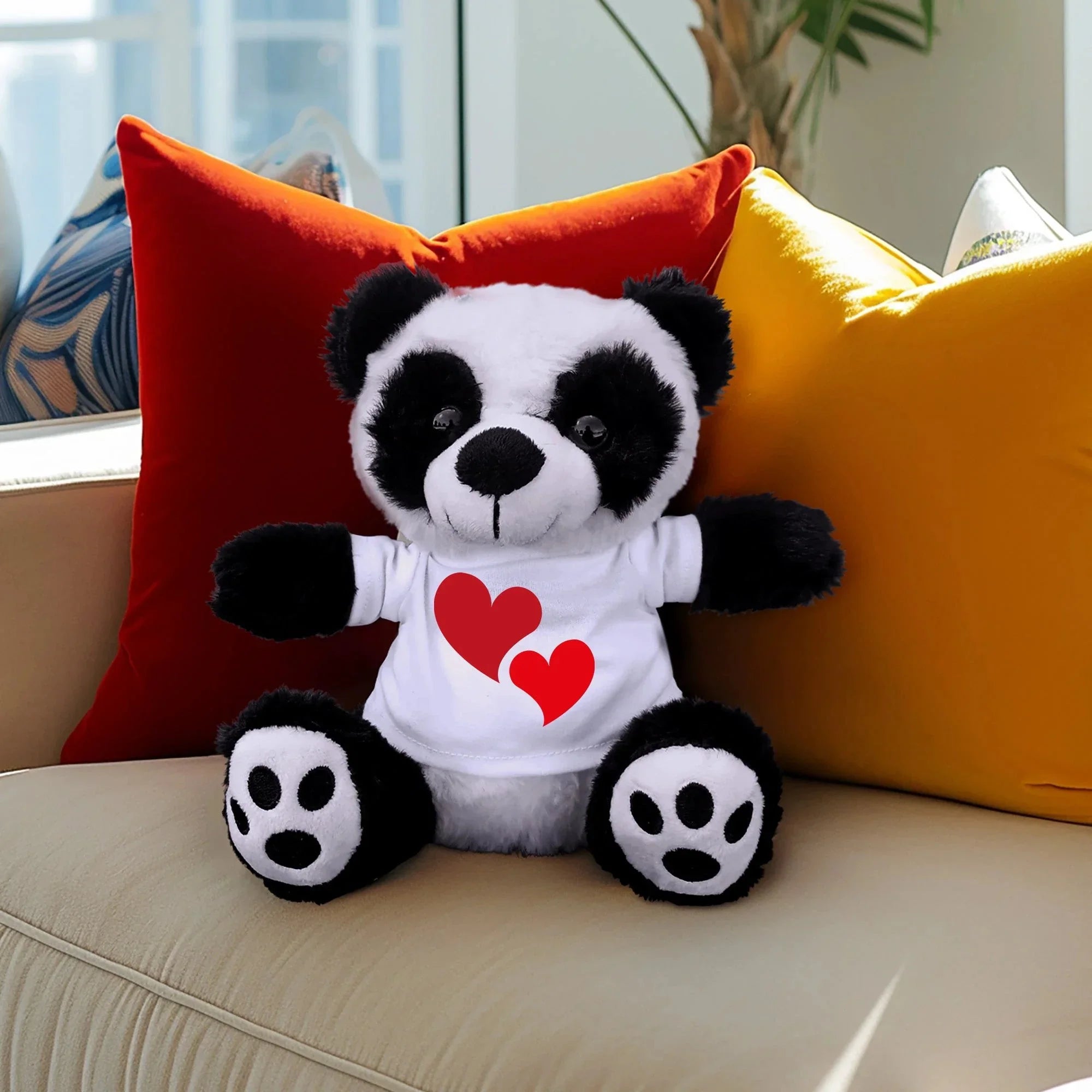 Hearts of Love - Plush Lamb, Panda, or Teddy Bear with Tee Shirt Romantic Gift for Sweetheart