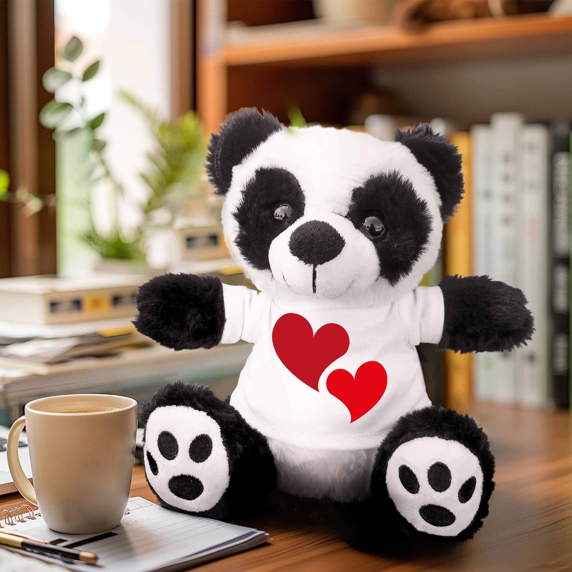 Hearts of Love - Plush Lamb, Panda, or Teddy Bear with Tee Shirt Romantic Gift for Sweetheart - Mallard Moon Gift Shop