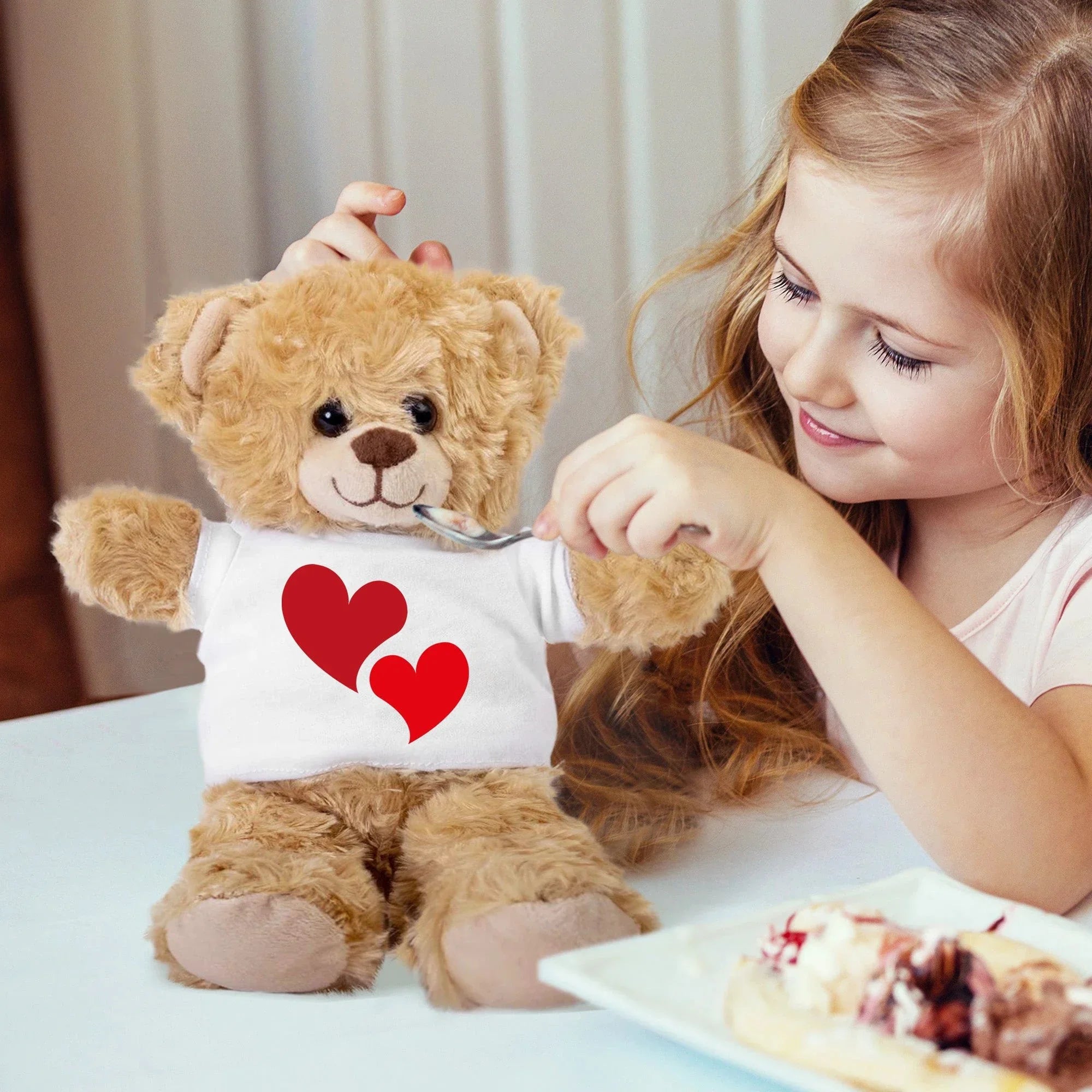 Hearts of Love - Plush Lamb, Panda, or Teddy Bear with Tee Shirt Romantic Gift for Sweetheart