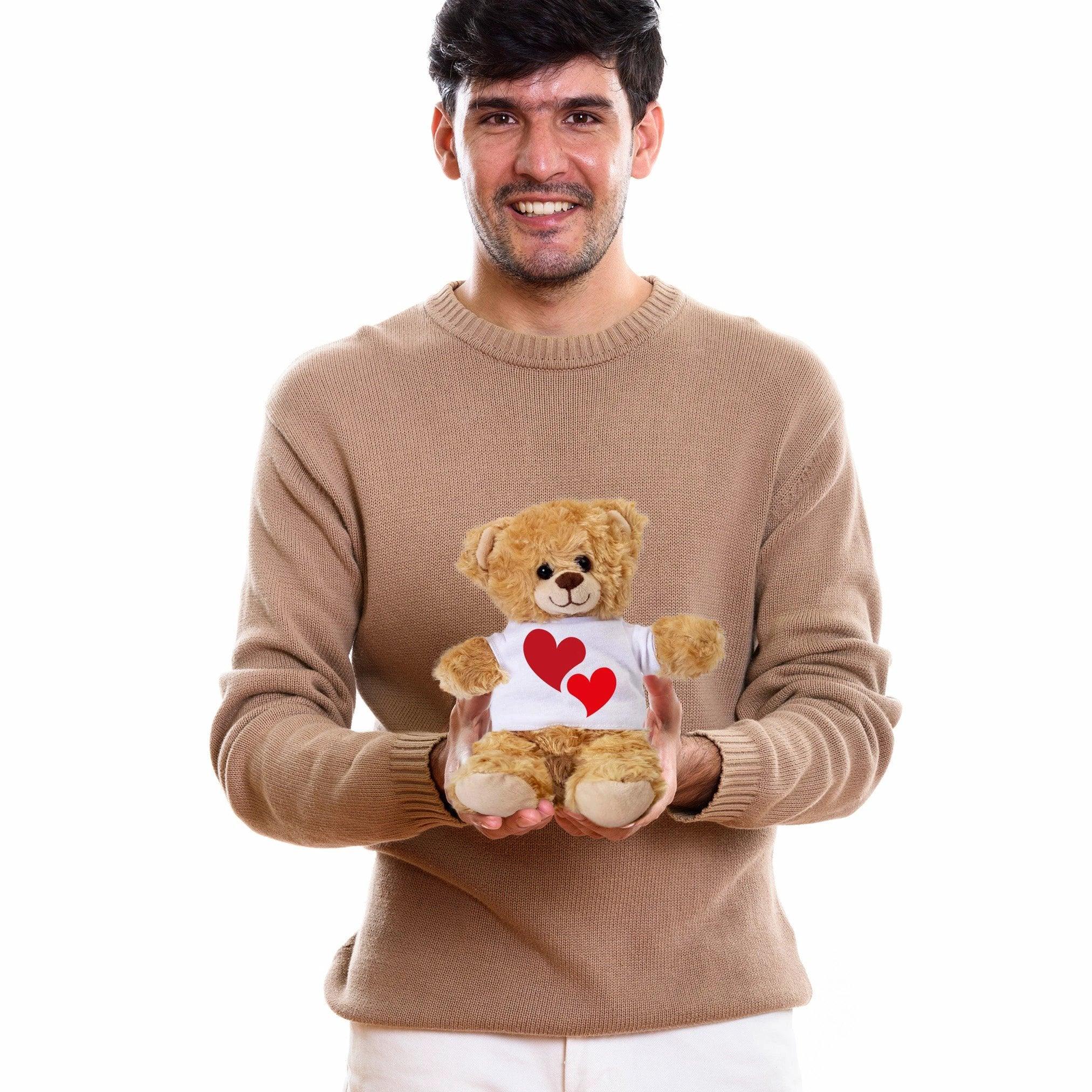 Hearts of Love - Plush Lamb, Panda, or Teddy Bear with Tee Shirt Romantic Gift for Sweetheart