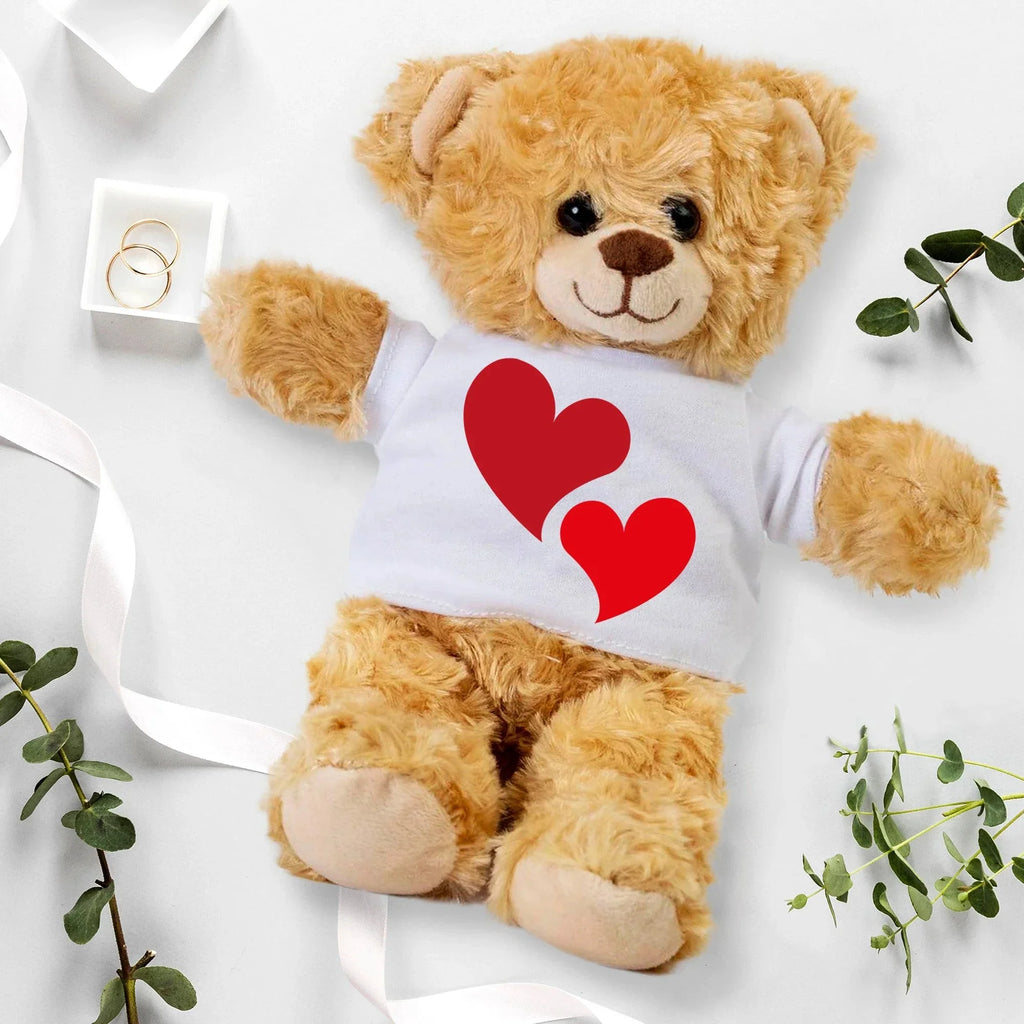 Hearts of Love - Plush Lamb, Panda, or Teddy Bear with Tee Shirt Romantic Gift for Sweetheart