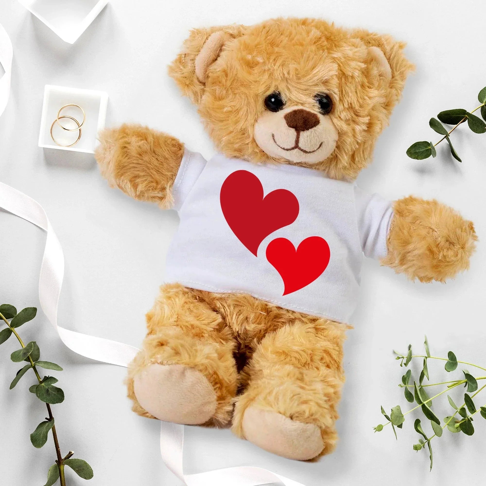 Hearts of Love - Plush Lamb, Panda, or Teddy Bear with Tee Shirt Romantic Gift for Sweetheart