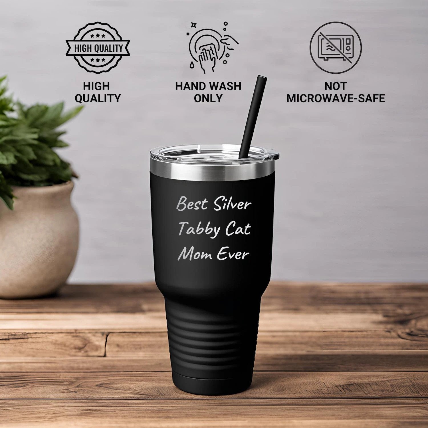 Silver Tabby Cat Mom Gifts, Funny Insulated Steel Tumbler, Best Silver Tabby Cat Mom Ever