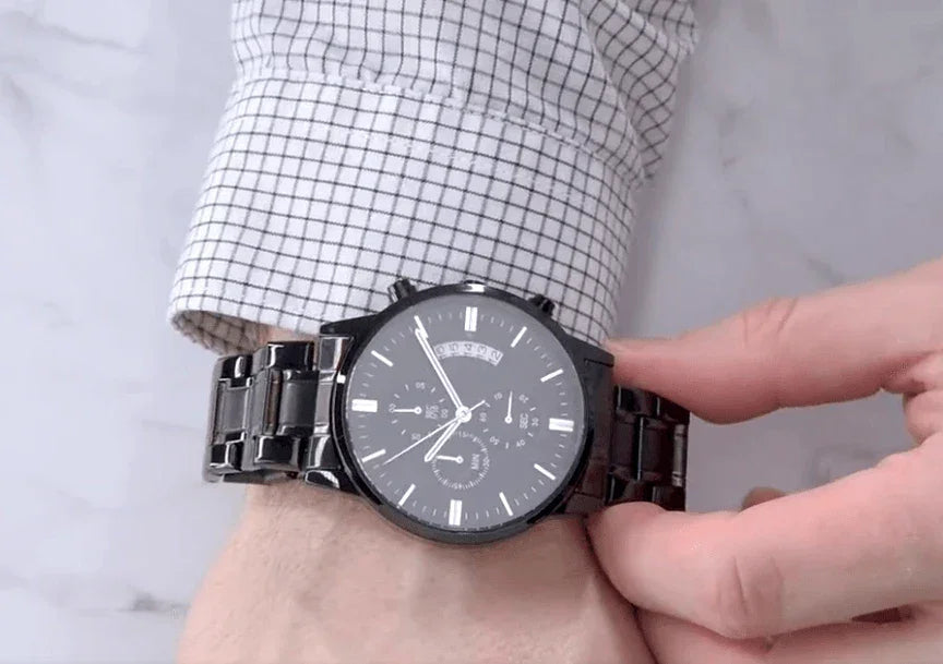 Apology Gift for Him - Sorry, Breaks My Heart - Black Chronograph Watch