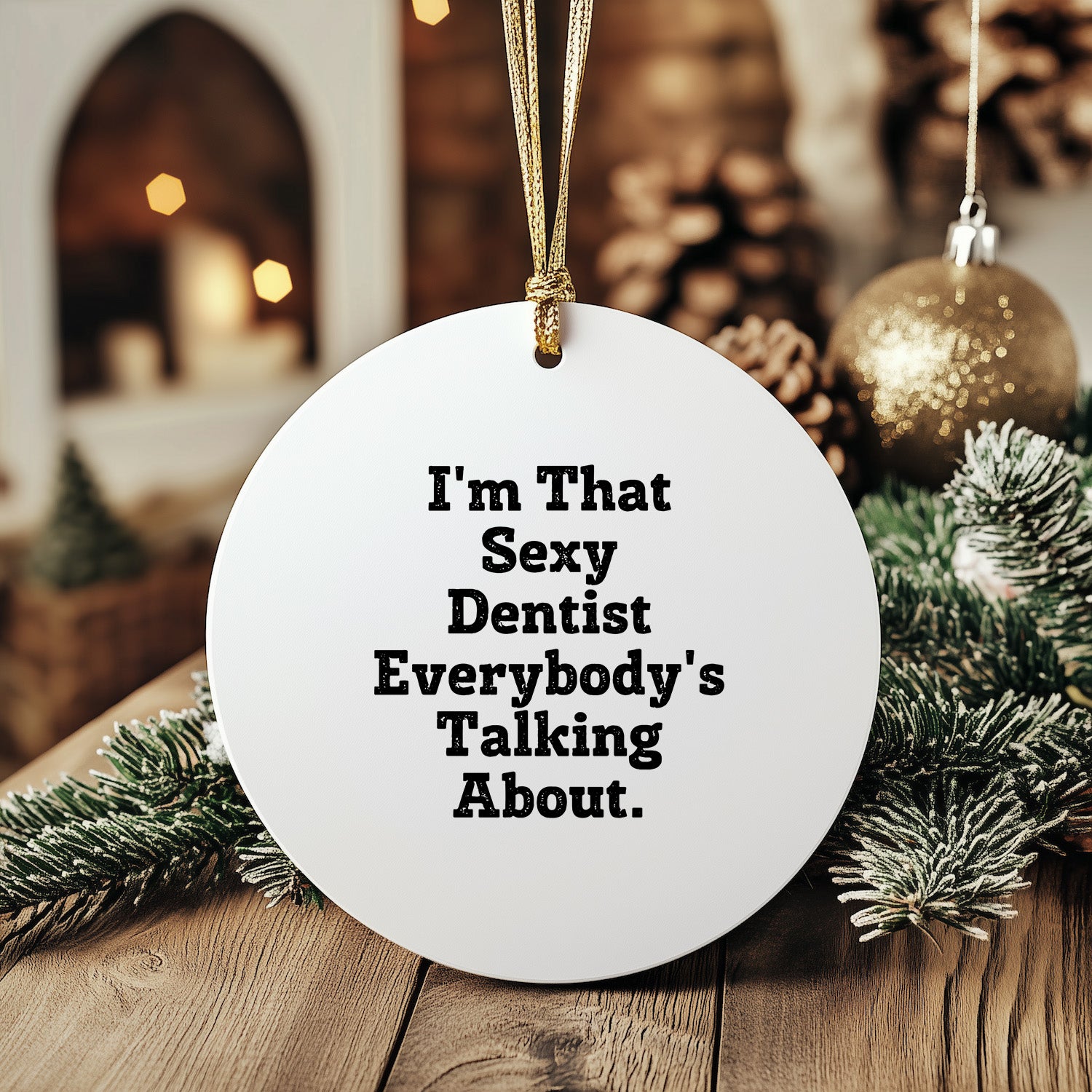 Sexy Dentist Gifts for Christmas, Funny Quote Circle Ornament, Unique Presents from Men to Female Dentists, Dental Office Decor