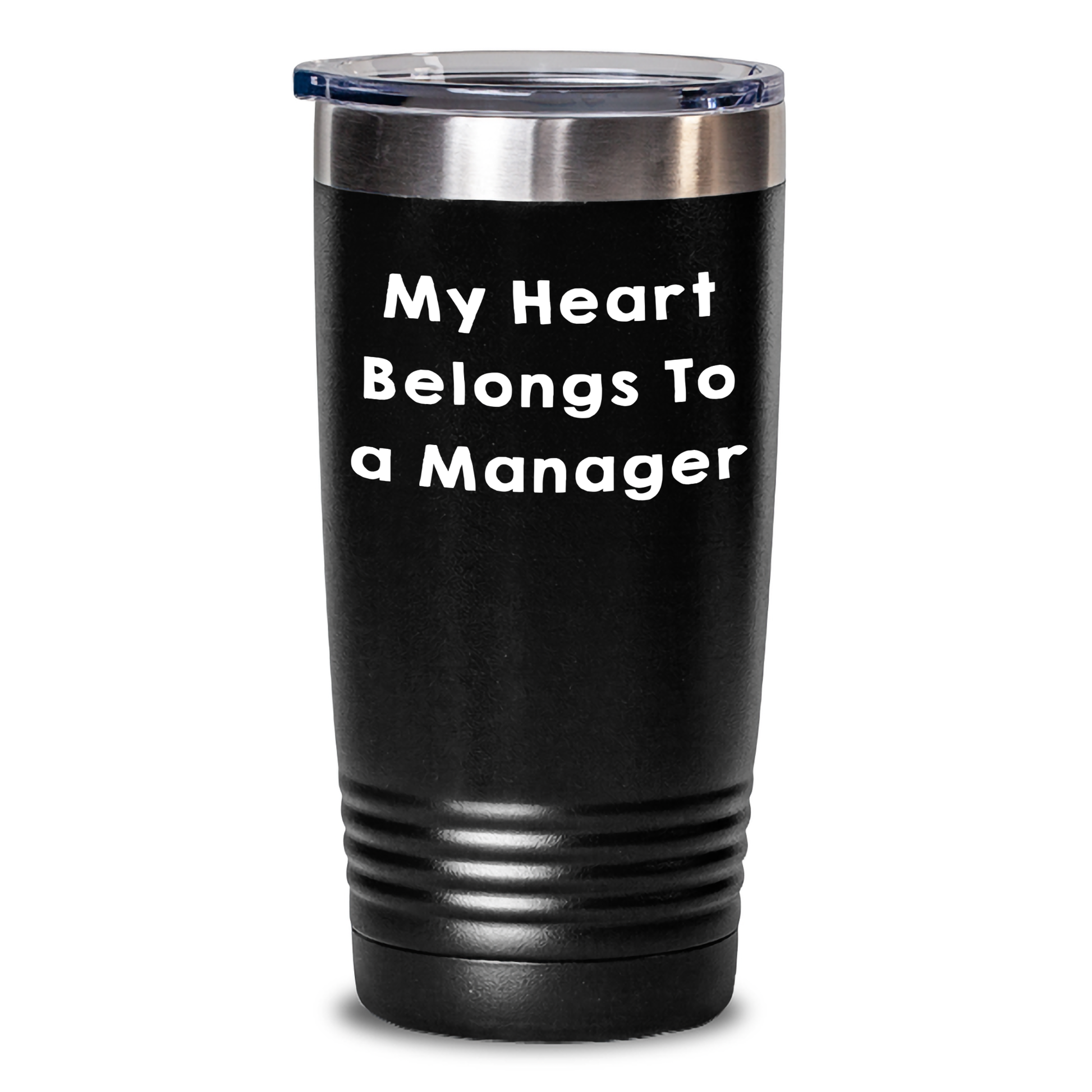 Funny Manager Quote Gifts from Friends to Manager, Manager Tumbler for Graduation, My Heart Belongs to a Manager Inspirational Stainless Steel Tumbler, 20oz or 30oz Capacity - Main