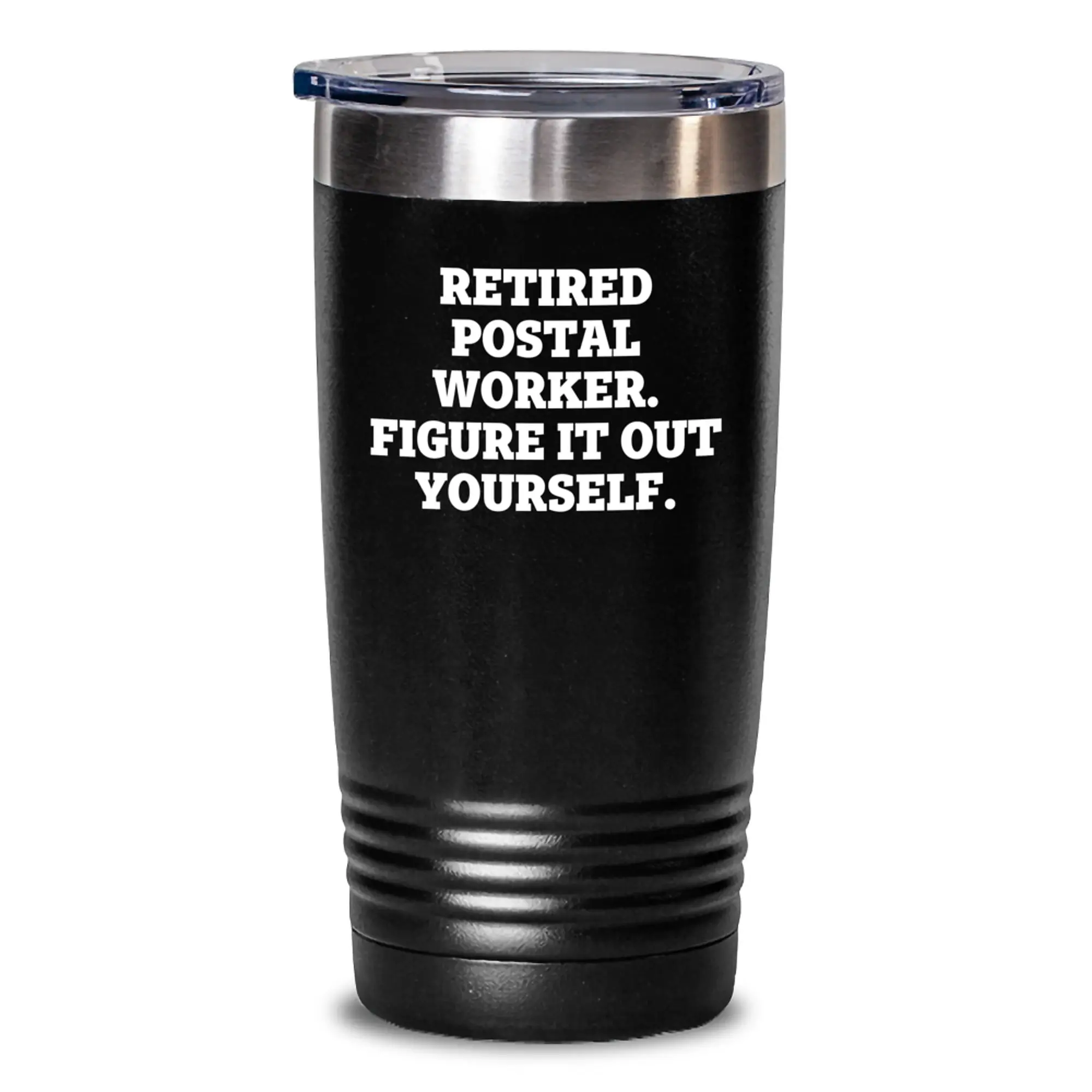 Funny Postal Worker Gifts from Friends - Birthday Unique Gifts for Men or Women - Retired Postal Worker Figure It Out Yourself Tumbler - 20oz or 30oz Black Vacuum Insulated - Main