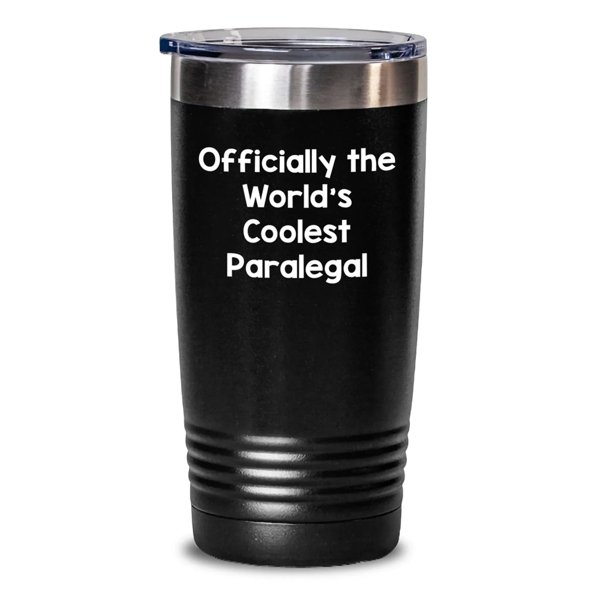 Gifts from Friends and Family for the Officially The World's Coolest Paralegal - Black 20oz and 30oz Vacuum Insulated Tumbler, Funny Quote