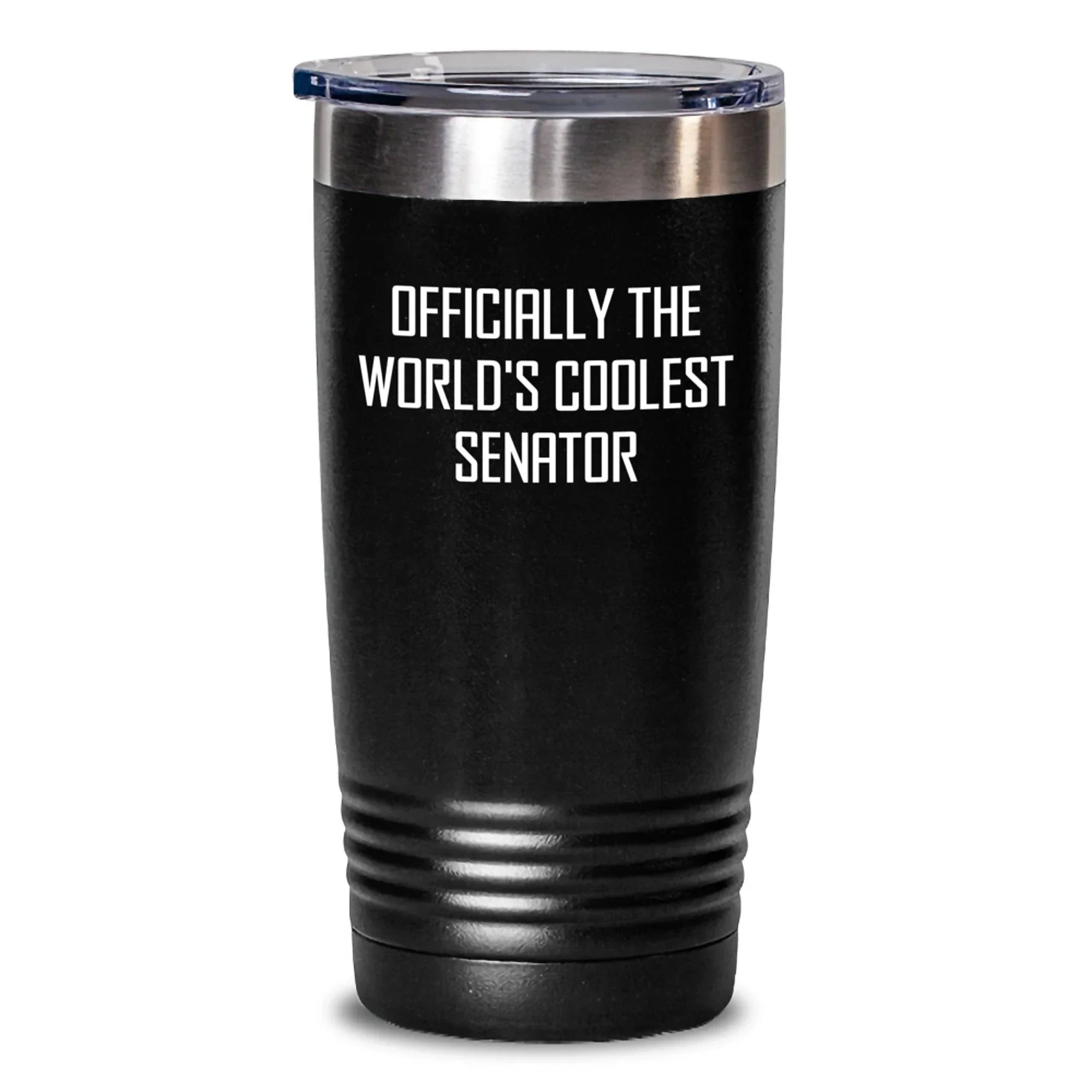Funny Senator Gifts for Him - 'Officially The World's Coolest Senator' Tumbler, Black, 20oz/30oz, Stainless Steel