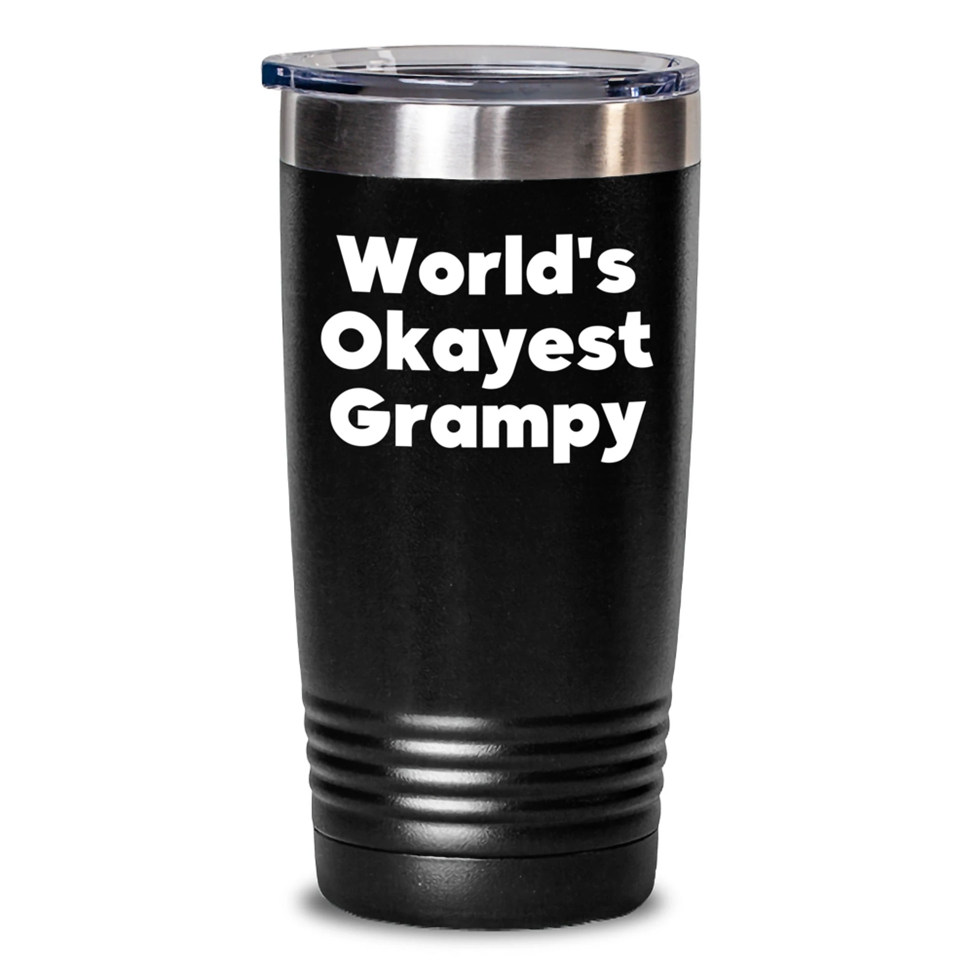 Funny Grampy Gifts, World's Okayest Grampy Tumbler, 20oz or 30oz Capacity, Birthday Presents from Men, Women, Family to Grampy