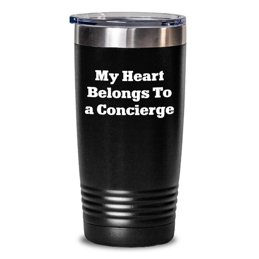Funny Concierge Gifts from Friends - My Heart Belongs To A Concierge Tumbler for Graduation, Gifts for Concierge Women - Main