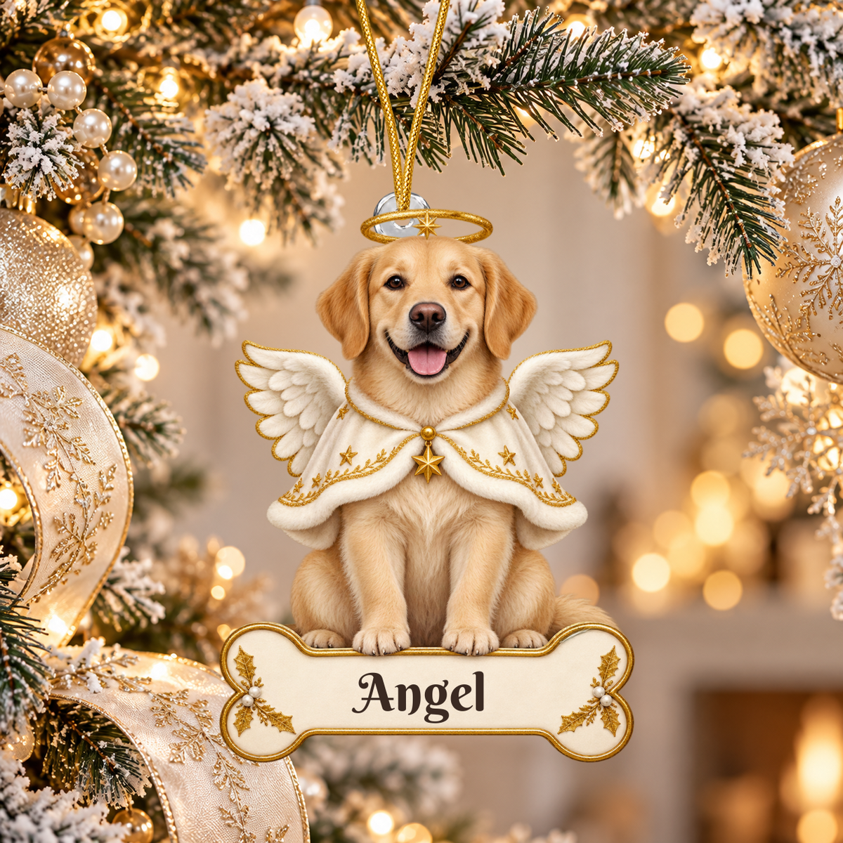 Personalized Angel Dog Christmas Ornament from Photo, Custom Pet Memorial Ornament, Dog Angel Wings Acrylic Cutout, Pet Remembrance Gift