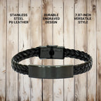 Funny Millwright Gifts - 'I'm A Millwright. My Level Of Sarcasm Depends On Your Level Of Stupidity.' Interlaced Leather Bracelet, Unique Mother's Day Presents for Men from Friends or Family