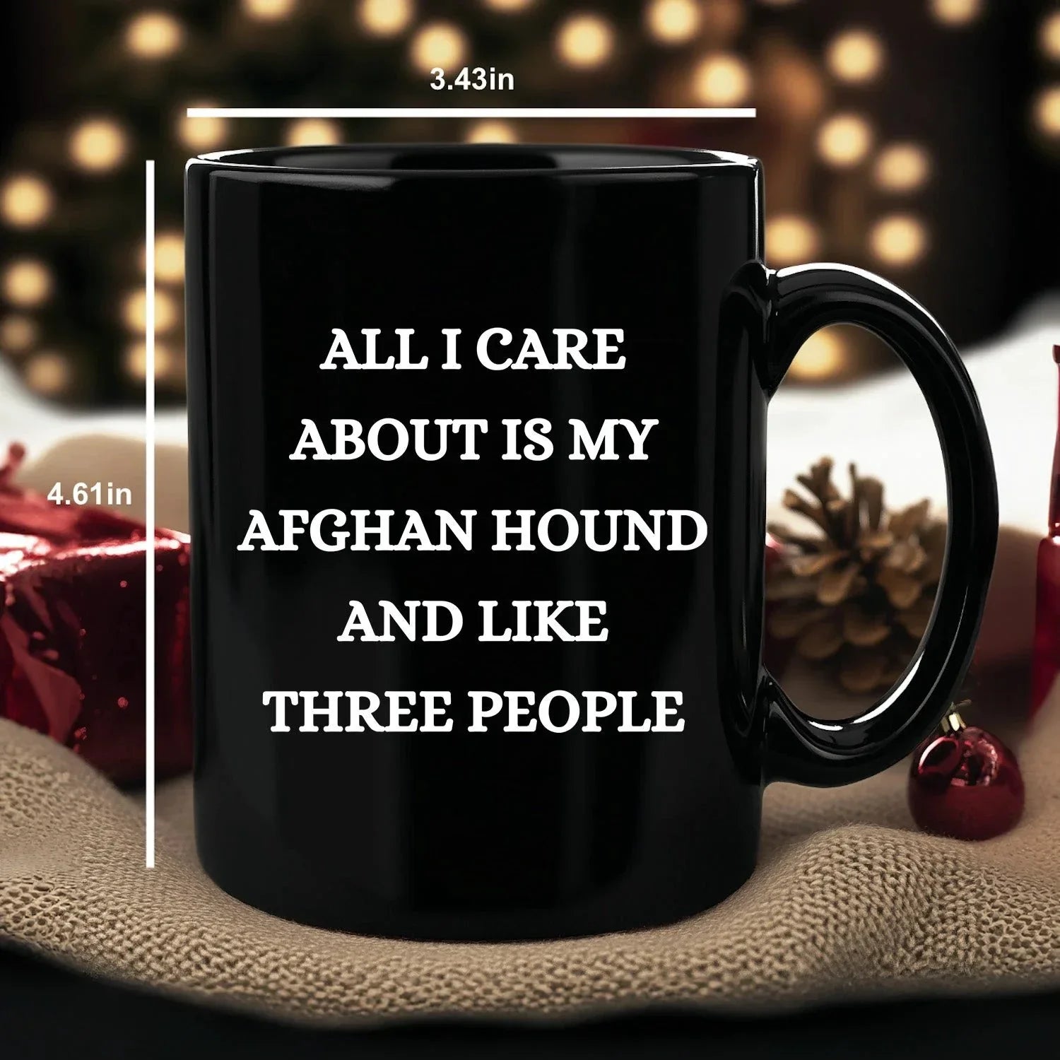 Afghan Hound Dog Lover Birthday, Christmas Gifts Black Ceramic Coffee Mug - All I Care About Is My Afghan Hound and Like Three People