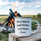 Funny Black and White Cat Mom Gifts from Friends for Mother's Day Unique Camping Mug