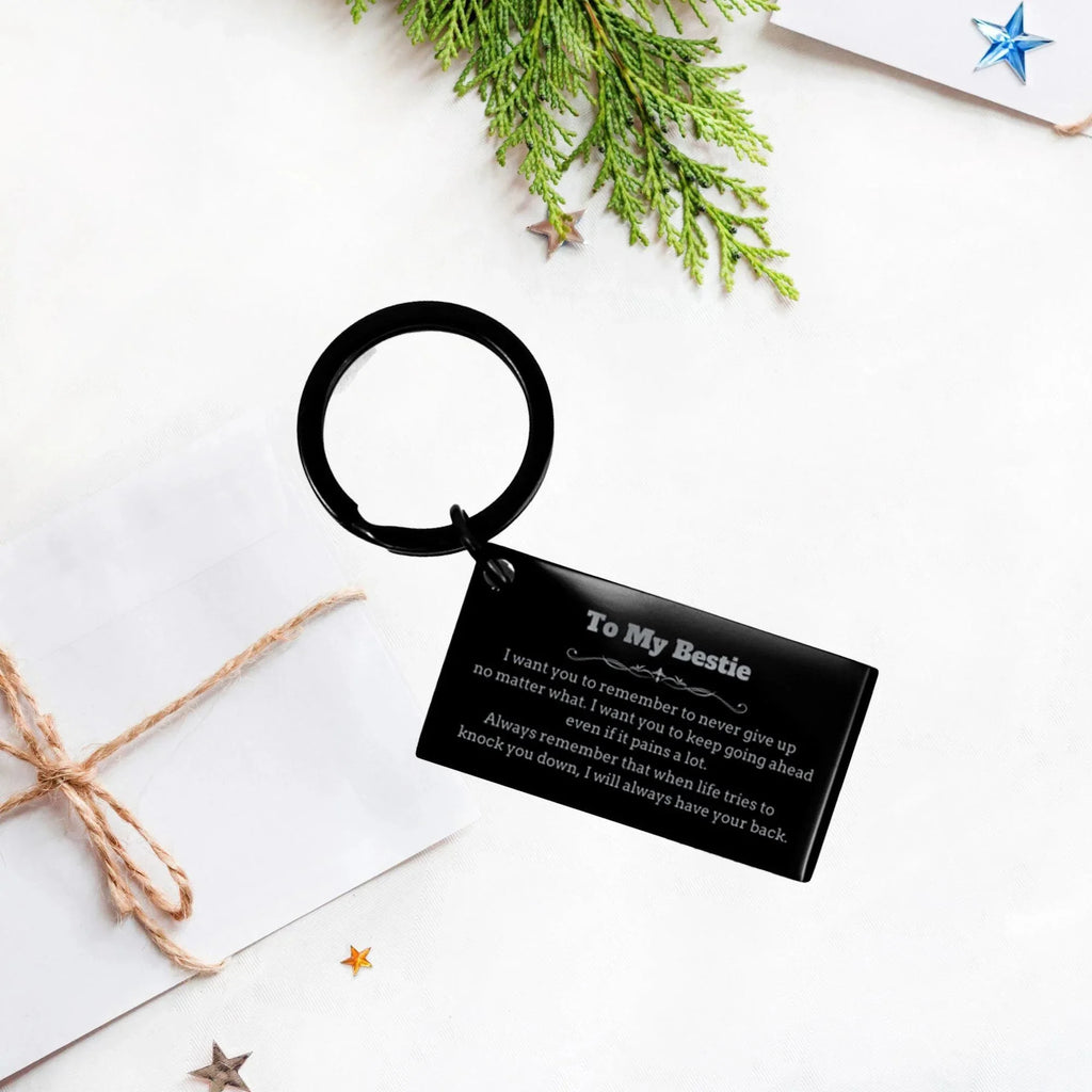 Bestie Keychain, Motivational Bestie Birthday Christmas Gifts Life is Learning to Dance in the Rain