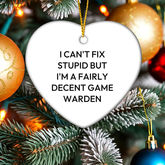 Funny Game Warden Heart Ornament Gifts from Men to Game Wardens for Christmas Unique Presents