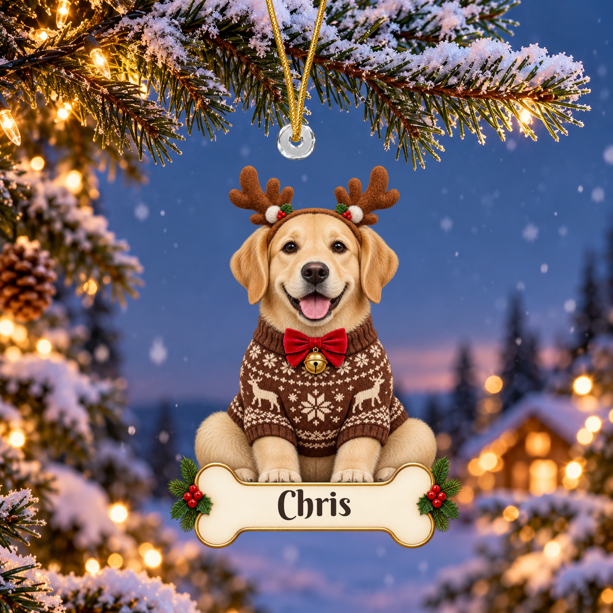Personalized Reindeer Dog Christmas Ornament from Photo, Custom Pet Portrait Acrylic Cutout, Dog with Antlers Holiday Gift, Dog Lover Keepsake