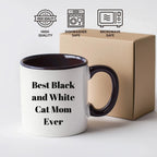 Funny Black and White Cat Mom Gifts - Two Tone Coffee Mug