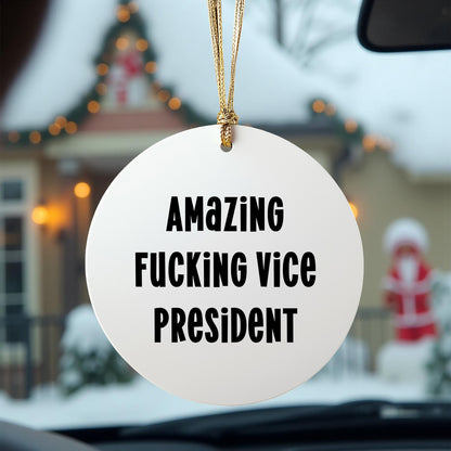 Funny Vice President Gifts for Men - Circle Ornament with Amazing F--king Vice President Quote, Christmas Unique Gifts from Friends or Family