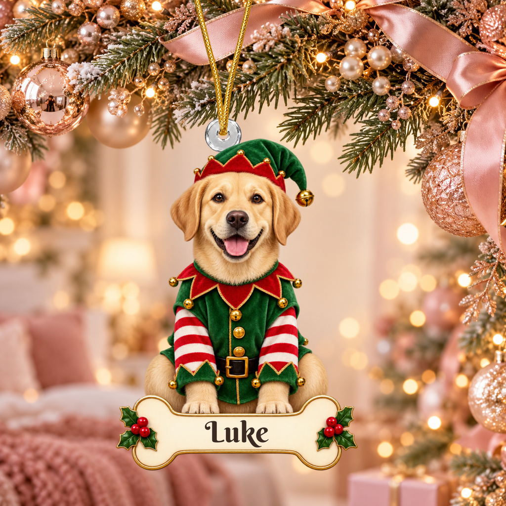 Personalized Christmas Elf Christmas Ornament, Custom Acrylic Ornament, Holiday Gift, Custom Name Keepsake