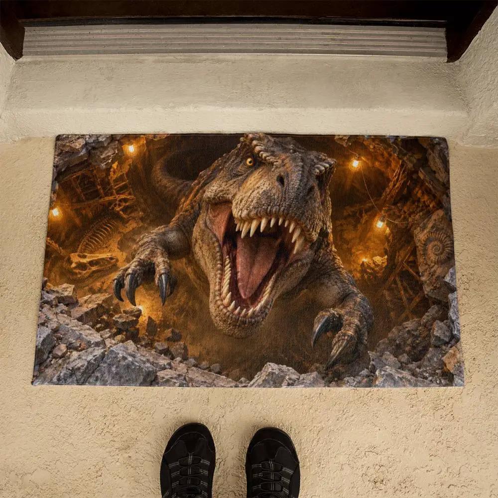 T-Rex 3D Illusion Doormat, Dinosaur Optical Illusion Door Mat, T Rex Welcome Mat, Jurassic Dinosaur Decor, Funny Dinosaur Gift