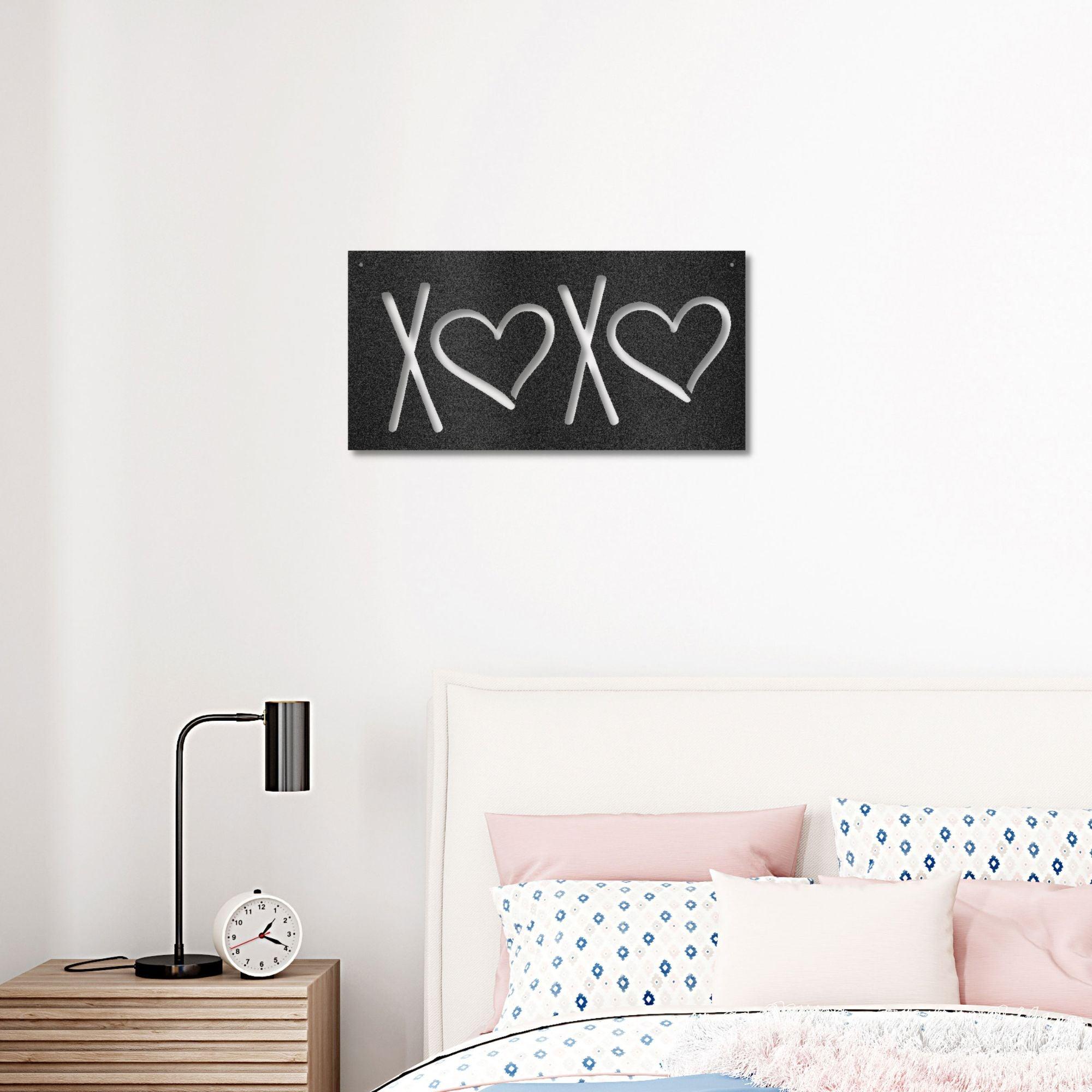 XOXO Hugs and Kisses Indoor Outdoor Steel Wall Sign - Mallard Moon Gift Shop