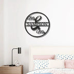 Mr and Mrs Circle Custom Name Steel Wall Sign
