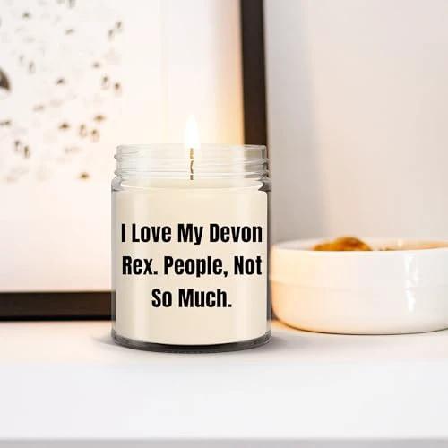 Devon Rex Cat Lover's 9oz Vanilla Soy Candle, Funny Quote Gifts from Men to Women Friends Family on Valentine's, Unique Devon Rex Cat Gifts