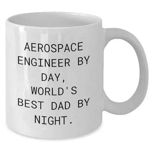 Spring Pet Products Aerospace Engineer Gifts, Funny White Coffee Mug, Birthday Quote: 'Aerospace Engineer By Day, World's Best Dad By Night'