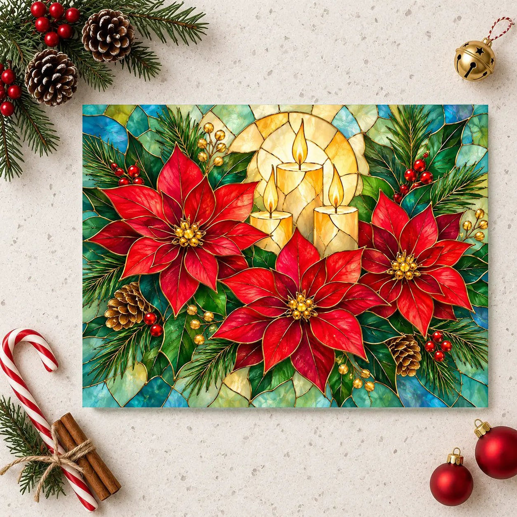 Christmas Poinsettia Glass Cutting Board, Holiday Candle Kitchen Decor, Tempered Chopping Board, Festive Winter Kitchen Gift Idea
