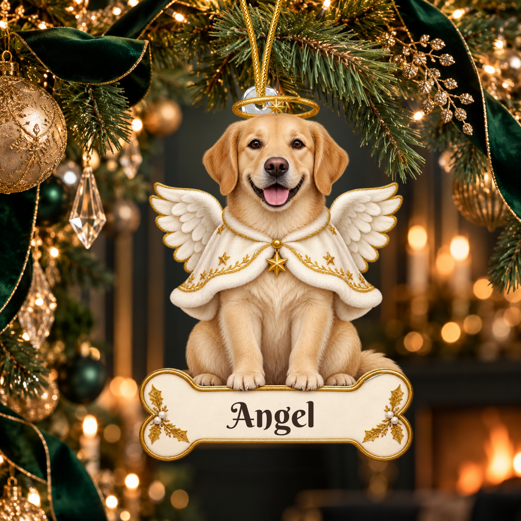 Personalized Angel Dog Christmas Ornament from Photo, Custom Pet Memorial Ornament, Dog Angel Wings Acrylic Cutout, Pet Remembrance Gift