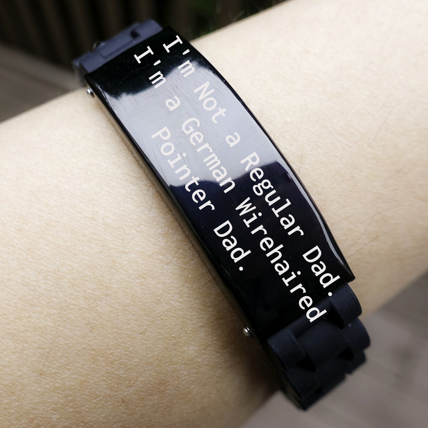 Funny German Wirehaired Pointer Dog Gifts for Dad, German Wirehaired Pointer Dad Glide lock Clasp Bracelet, Christmas Unique Presents from Family